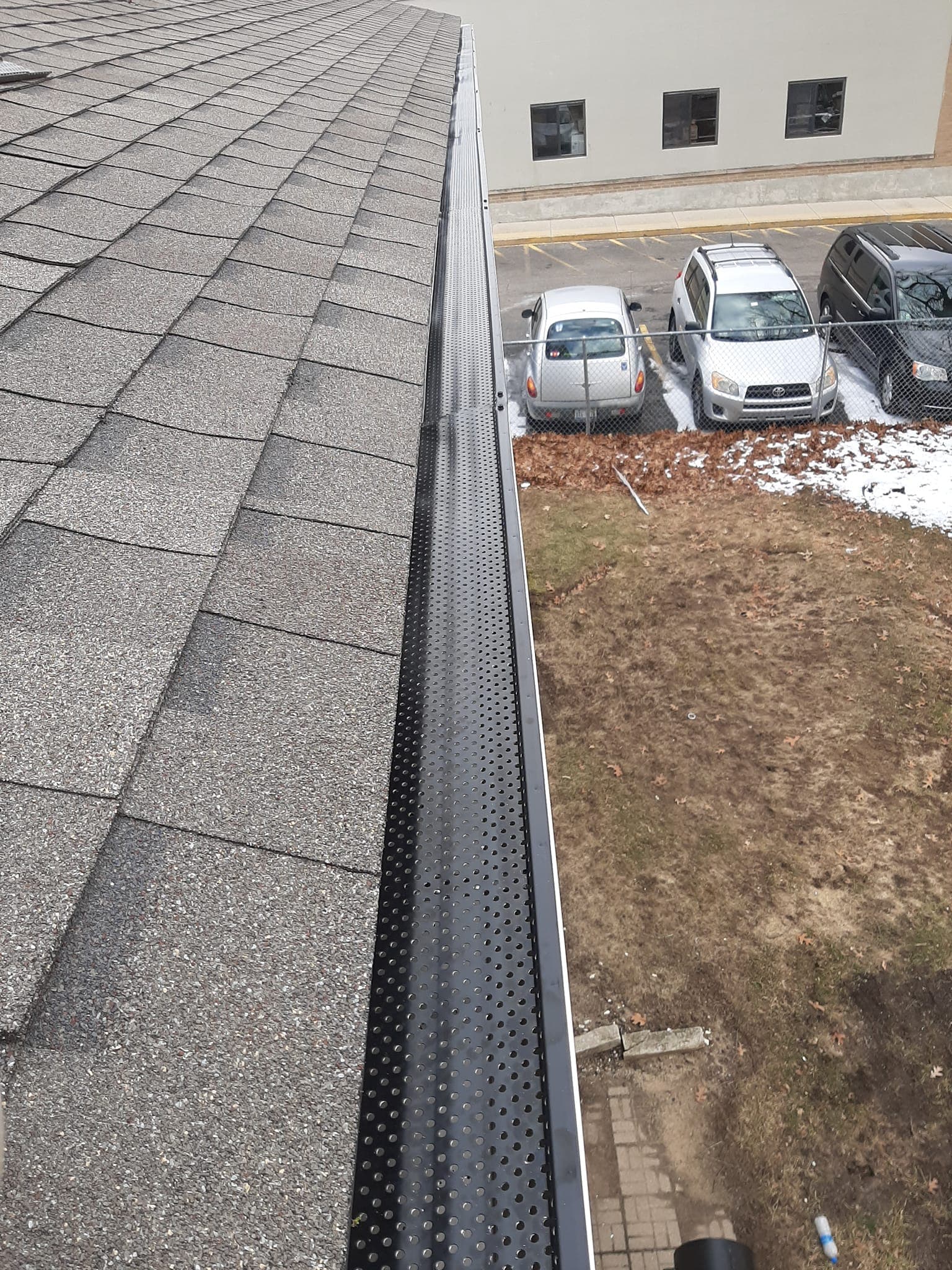 Completed gutter project — full view