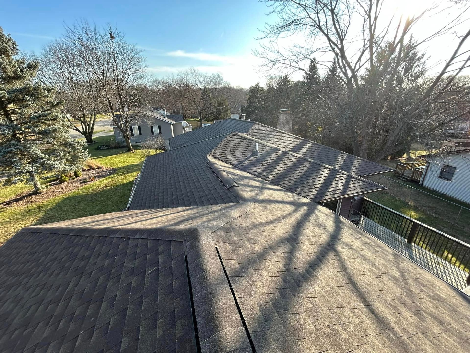 New architectural shingles on residential roof